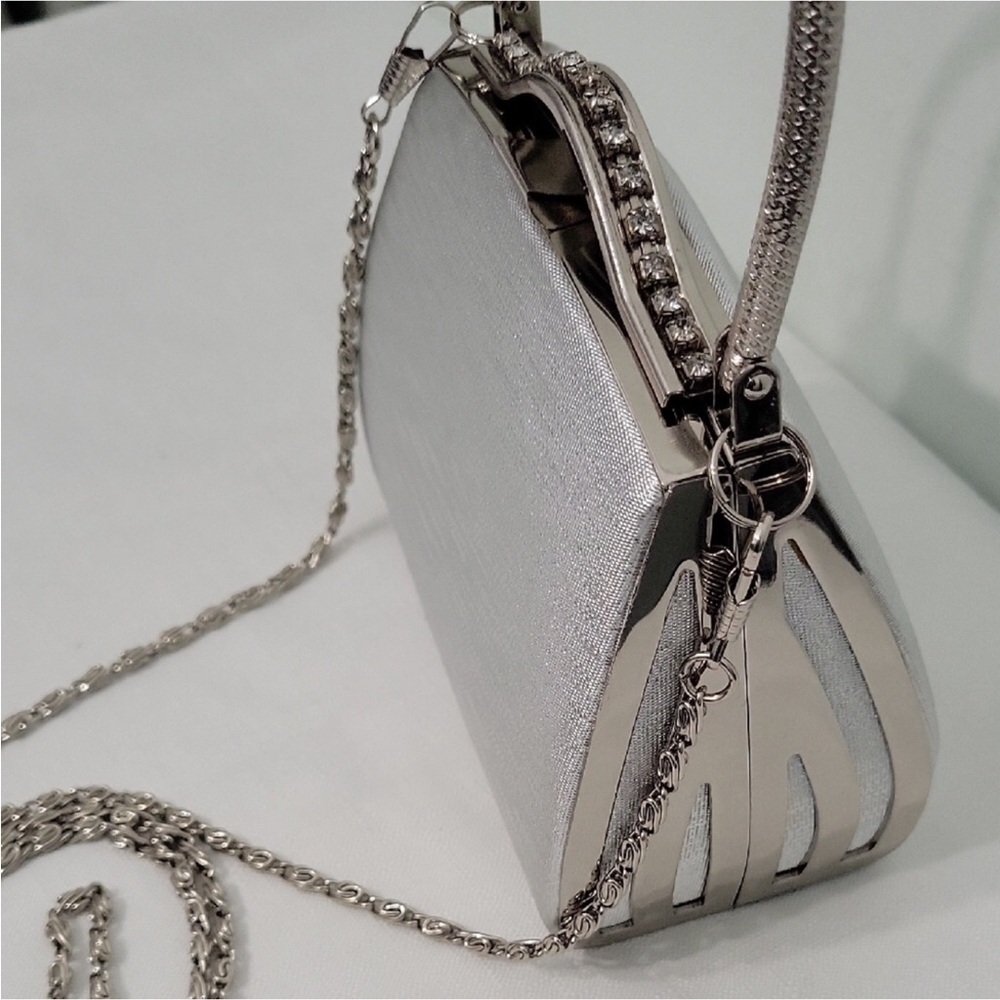 Women Elegant Silver Color Clutch - Picture 12 of 12
